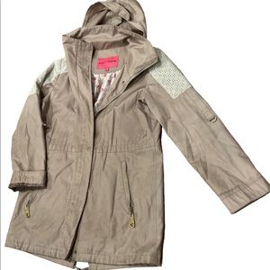 Betsey Johnson Trench Coat Corset Back Women's White  Snatched Waist Size XS